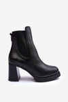 Leather Boots On Heel Black Liresa