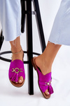 Women's Suede Slippers Lewski Shoes 3226 Fuchsia