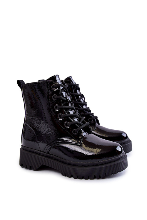 Children's Boots Lacquered With a Zipper Black Julie