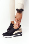 Wedge Sneakers Slip-On Vinceza 10593 Black-Gold