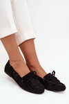 Women's moccasins with fringes and bow black Olivianne
