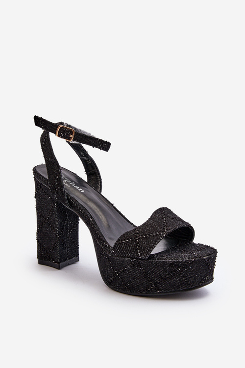 Black Jeans Sandals with Heel Acrana