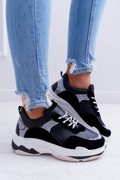 Sporty Women's Thick Sole Shoes Black Remember