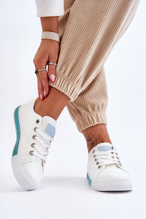 Trampki Niskie Damskie Dżety Biało-Niebieskie Demira