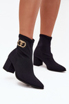 Women's Heeled Boots With Gold Detail Zazoo 3128 Black
