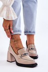 Comfortable Pumps On Massive Heels Beige Julien
