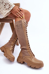 Flat Heeled Boots with Sock Dark Beige Itona