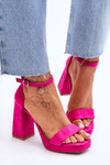 Fashionable Suede Square Heel Sandals Fuchsia Merila