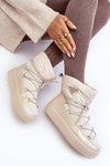 Women's Snow Boots with Platform and Tie Beige Fleure