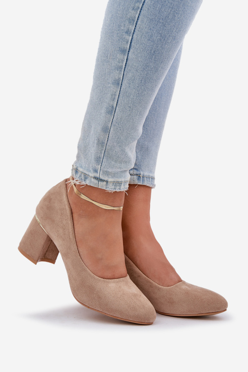 Suede Heels On A Block Dark Beige Zelfitis