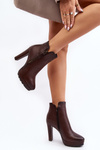 Brown ankle boots with high heel and zippers Inezma