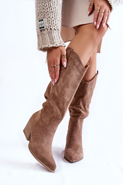 Women's Suede Cowboy Boots Brown Alaina