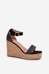 Women's Wedge Sandals With Braiding Black Adelio