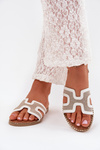 Women's flat heeled sandals white Vereya