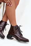 Leather Patent Ladies Ankle Boots on Block Heel Artiker 57C1119 Burgundy