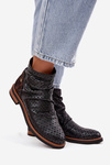 Leather ankle boots with perforated pattern Maciejka 05922-01 Black