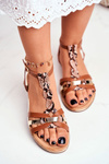 Elegant Sandals With Snake Pattern Brown Brooke