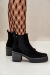 Women's Warm Ankle Boots On Heel Eco Suede Black Irissinae