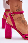 Classic Suede Heel Sandals Fuchsia Bernett