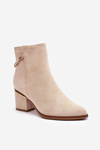 Leather Boots With Jewellery Embellishment Heel Beige Jadirel