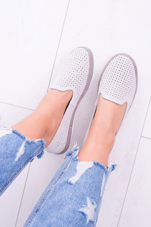 Damskie Ażurowe Szare Balerinki Eparo