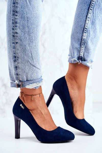Women's Suede Stiletto pumps Sergio Leone Navy Blue Campbell