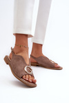 Elegant Women's Sandals with Eco Suede Decoration S.Barski KV27-058 Brown