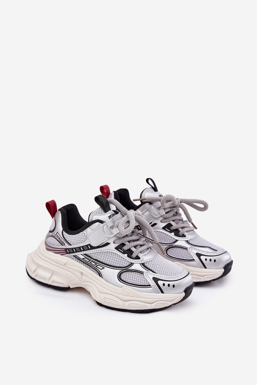 Dziecięce Sneakersy Na Grubej Podeszwie Srebrne Xairana