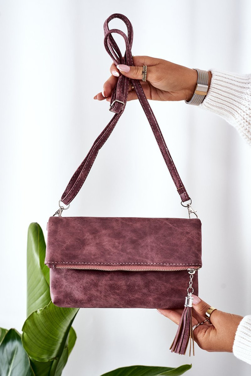 Clutch Bag With Detachable Strap And Fringes Pink