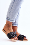 Fashionable women's slippers with a bow Black Estera
