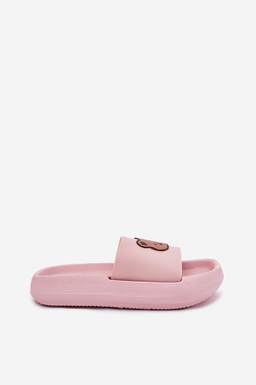 Women's Foam Slippers With Bear Pink Lalon