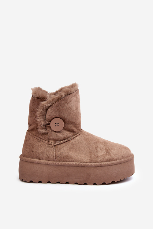 Women's Platform Snow Boots with Faux Fur Beige Wikasem