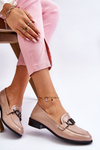 Patent Flat Heel Loafers Beige Marra