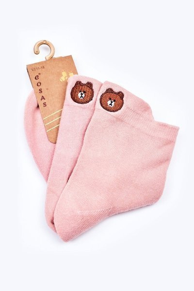 Girls' Cotton Socks With A Teddy Bear COSAS Pink