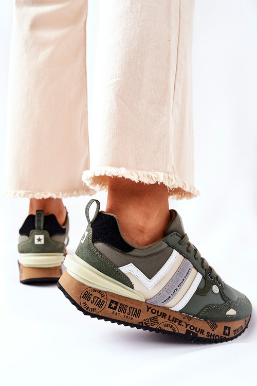 Buty Sportowe Platforma Logo Big Star Khaki II274299