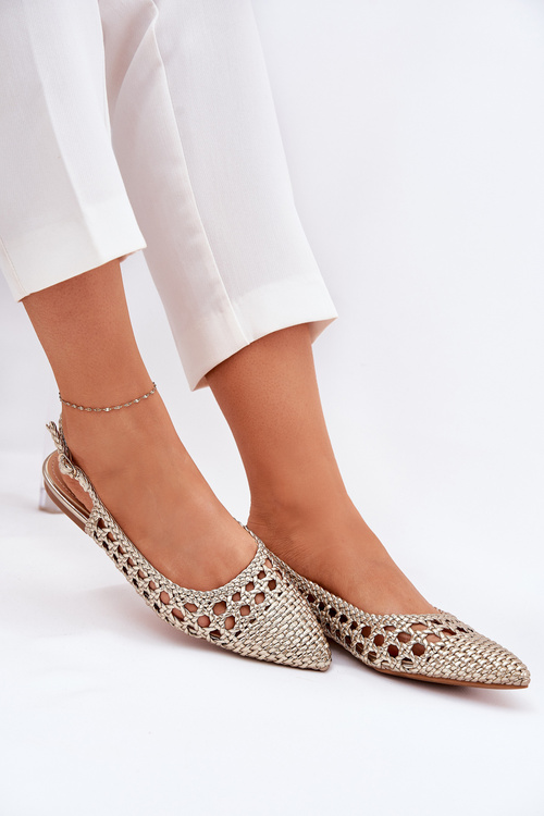 Ballet Flats With Weaving On A Flat Heel Golden Carollese