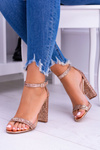 Lu Boo Rose Gold Brocade Women's Futurism Stiletto Sandals