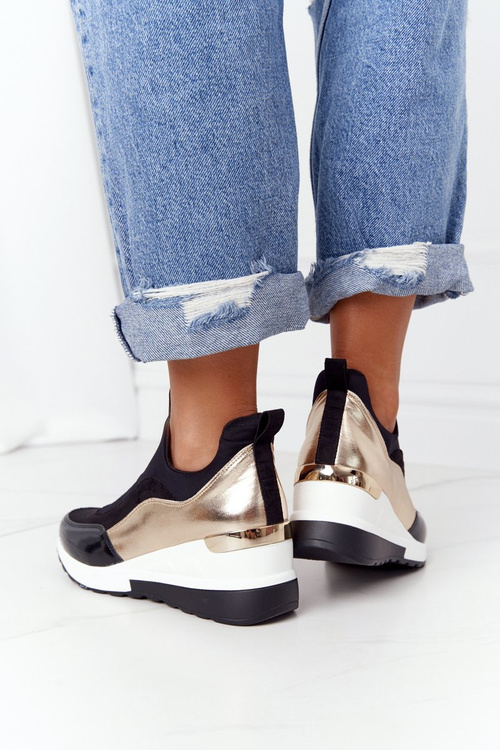 Wedge Sneakers Slip-On Black-Gold City Beat