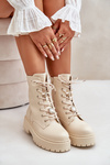 Warm Ankle Boots Workers Women With Accents Beige Avorira