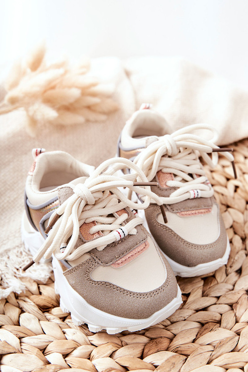 Dziecięce Sportowe Buty Sneakersy Beżowe Rommie