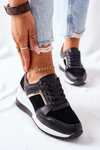 Women’s Leather Wedge Sneakers Black White Manitoba