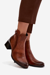 Leather Women's Heeled Boots with Heating Zazoo 60563 Brown