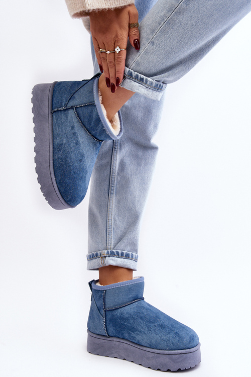 Women's Snow Boots with Glitter on Platform Blue Margella