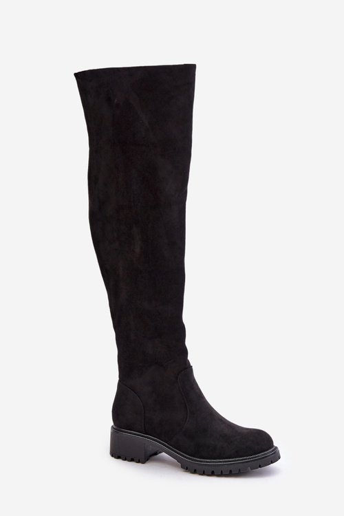 Knee High Boots With Flat Heel Black Filora