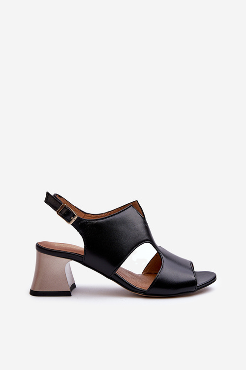 Women's Leather High Heel Sandals by Maciejka 06566-01 Black