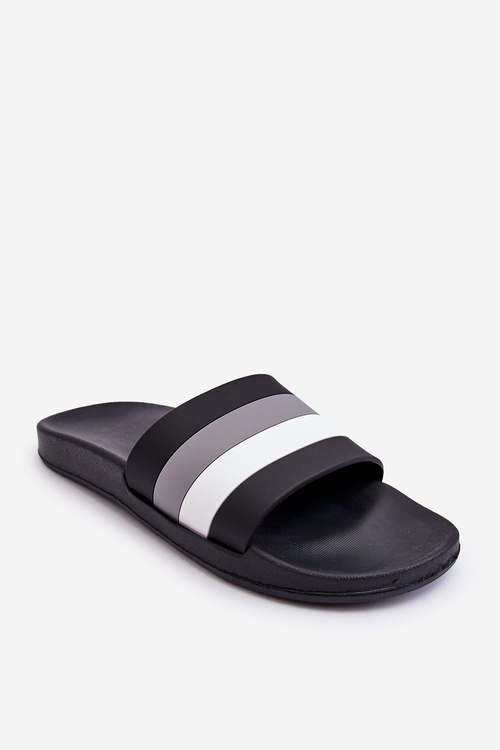 Men's Striped Slippers Black Vision