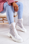 Leather openwork boots White Aileen