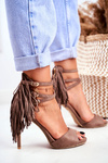 Women's Sandals On High Heel Taupe Gladiators Carnival