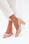 Heels with decoration beige Celira