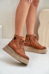 Suede Ankle Boots On Chunky Platform Maciejka 06309-29 Brown